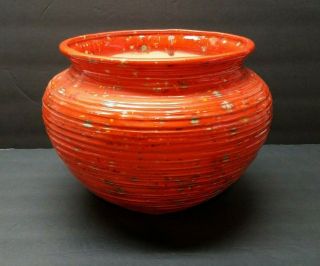 Vintage Mid Century Modern Ceramic Art Pottery Flower Planter Jardiniere Orange