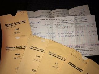 Vintage 1966 - 77 Years Tax Receipts Shannon County Missouri