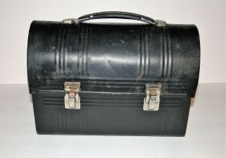 Vintage Aladdin Industries Black Metal Dome Top Coal Miner Lunch Box