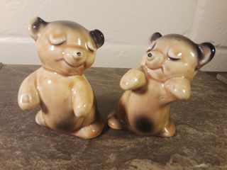 Vintage Playing Bears - Salt And Pepper Shakers - Japan?
