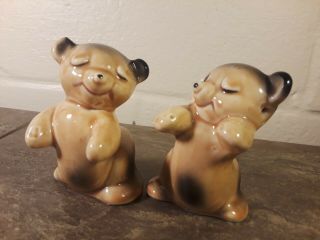 Vintage Playing Bears - Salt and Pepper Shakers - Japan? 2