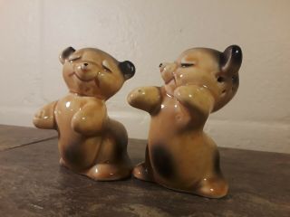 Vintage Playing Bears - Salt and Pepper Shakers - Japan? 3