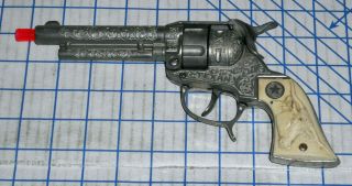 Vintage 1950s Hubley Texan Cap Gun Die - Cast Nickel Finish Cowboy Pistol Vg