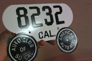 California Auto Club Mickey Mouse Porcelain Metal License Plate Sign Gas Oil