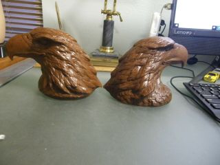 2 Vintage Red Mill Mfg.  American Eagle Head Figurines Handcrafted In Usa
