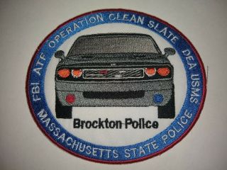 Operation Slate Brockton Federal Police Patch Fbi Dea Usms Massachusetts