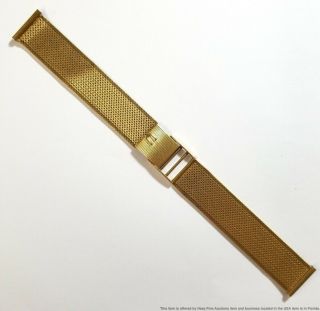 Vintage 18k Gold Mesh Woven Mens Watch Bracelet For Large Wrist 18mm