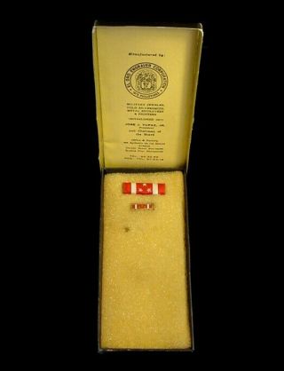 Wwii Philippines Defense Medal Award Box W/ Ribbon Bar & Lapel Pin By El Oro
