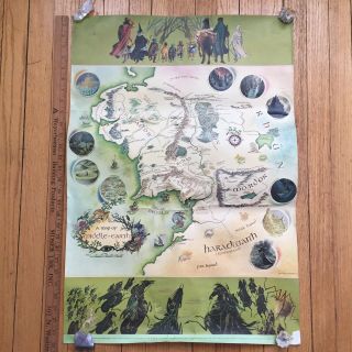 J.  R.  R.  Tolkien,  Pauline Baynes,  Map Of Middle - Earth,  1st Edition - 1970