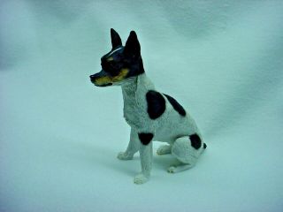 Rat Terrier Dog Figurine Hand Painted Statue Puppy Resin Canine Collectible