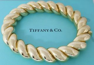 Tiffany & Co Italy Vintage 18k Yellow Gold Twisted Bracelet Bangle 86.  6 Grams