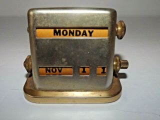Vintage Park Sherman Perpetual Desktop Calendar Brass Gold Tone Metal
