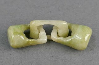 Fine Old Chinese Carved Jade Linked Dumbbell Bead