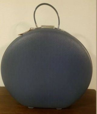 Vtg American Tourister Tiara 20 " Round Train Case Hat Box Luggage Carry - On Blue
