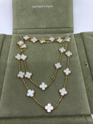 Van Cleef & Arpels Vintage Alhambra Mop 20 Motif 18k Yellow Gold Necklace
