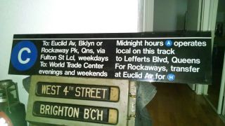 Vintage Nyc Subway Sign World Trade Center Station Fulton Rockaway Lefferts Ny