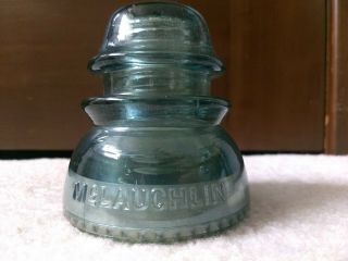 Vintage McLaughlin 42 Glass Insulator Smokey Blue Nubbed Bottom 2