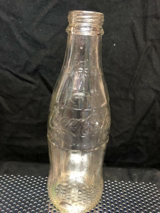 Vintage Coca Cola Bottle 7 Oz Clear Glass Screw Top Embossed No Refill