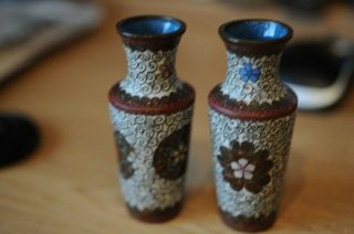Miniature Cloisonne Vases Each 9.  5 Cm