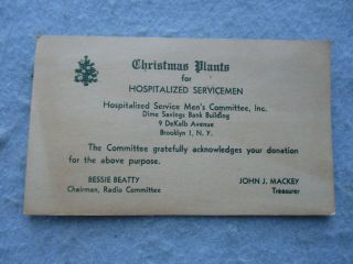 Wwii Us Home Front Post Card Christmas Plants For Hospitalized Servicemen Ww2