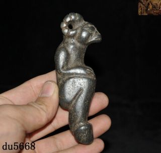 Hongshan Culture Meteorite Iron (black Magnet) Animal Sheep Head Genitals Statue