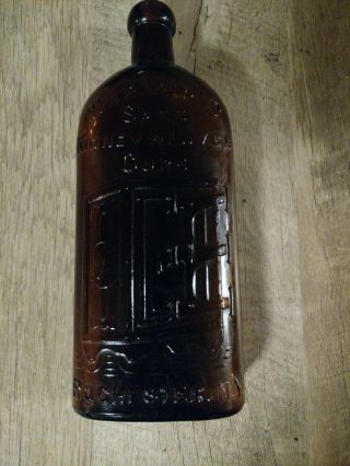 Antique Amber Warners Safe Kidney And Liver Cure Blob Top Bottle.
