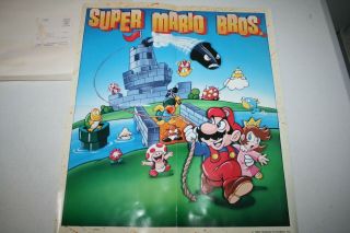Vintage 1989 16 " X 18 " Mario Bros Nintendo Poster Nes Gaming