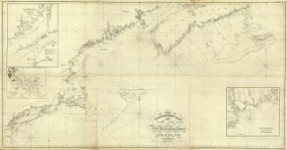 1828 Map Ne Coast North America,  N.  Y.  To Cape Canso Nautical Chart Wall Poster