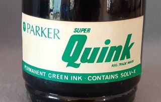 VINTAGE PARKER QUINK INK BOTTLE - PERMANENT GREEN INK - 20FL OZ.  568CC. 3