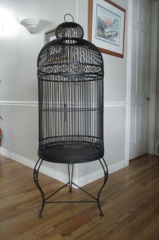 Spectacular Iron Bird Cage Vtg Victorian Architectural Dome Nest Top