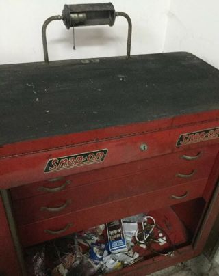 Vintage Snap - On Rolling Tool Box Huge With Tons Of Old Car Tools -