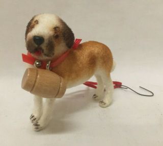 Vintage Wagner Christmas Ornament St.  Bernard Dog Flocked Tagged