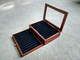 Pen Display Case - Wood With Glass Top