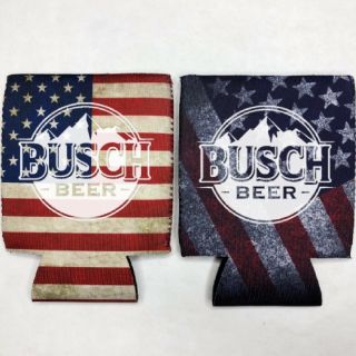 2 Busch Beer Can Cooler Coozie Koozie Usa Flag Gift Qty 2