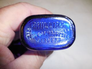 Embossed Phillips Milk of Magnesia Tablets Cobalt Blue Bottle 4 