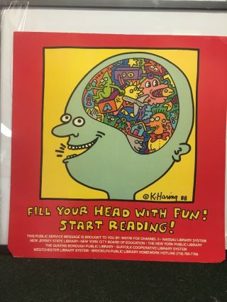Keith Haring Poster 1988 - - " Fill Your Head With Fun - Start Reading "