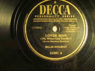 78 : Decca 23391 - Billie Holiday - Lover Man / Ole Devil Called Love - E