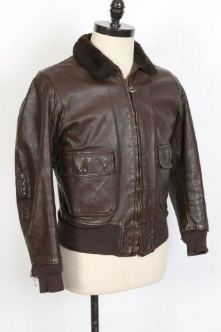 Vintage Usn Us Navy G - 1 Goatskin Leather Flight Bomber Jacket Usa Mens 40 - 42