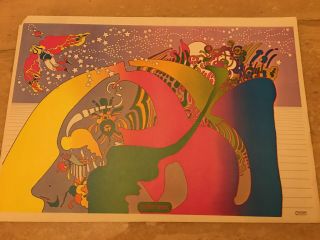 Flawed Vtg Peter Max Poster 1970 Mcm Mod 11x16” Nutriment Number Two