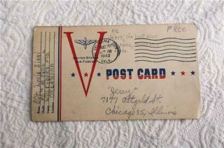 1943 World War Ii V - Mail Postcard United States Air Force W Serviceman Name Rank