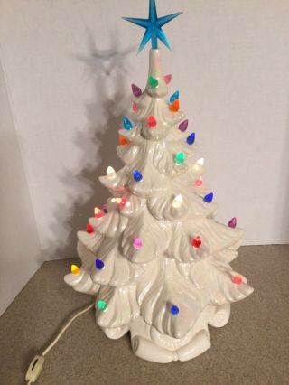Vintage Ceramic Christmas Tree 16 " White Atlantic Mold
