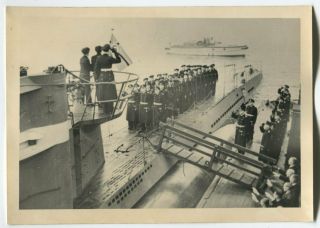 German Wwii Photo: Kriegsmarine U - Boat Crew On Upper Deck,  Agfa Brovira Paper