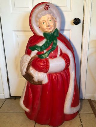 Vintage Mrs Santa Claus Christmas Blow Mold 40 " Light Up Yard Decor