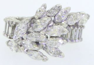 Vintage 1950s heavy Platinum 4.  50CTW VS/F diamond cluster cocktail ring size 4.  5 2