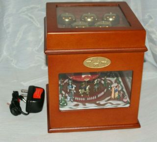 Mr.  Christmas Animated Symphony Of Bells Wood Music Box Carousel 50 Songs