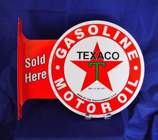 Texaco Motor Oil Flange Metal Tin Sign Large Vintage Style Garage Man Cave 3