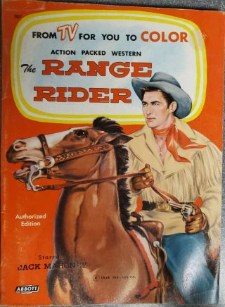 Vintage 1956 The Range Rider Jack Mahoney Coloring Book Whitman Rare