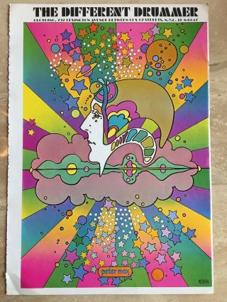 Vtg Peter Max Poster 1970 Mcm Mod 11x16” The Different Drummer