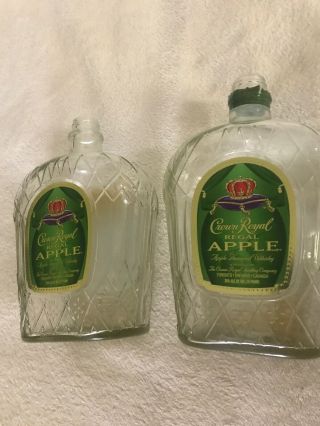 Set Of 2 Crown Royal Regal Apple Flavored Whisky 1l Empty Bottles