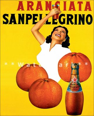 San Pellegrino Orange Drink Italian Vintage Poster Print Art Retro Style Ad